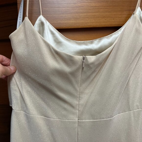 Jenny Yoo Blake Crossover Bridesmaid Dress Gold Glitter Size 10 - Picture 5 of 6